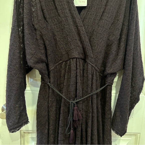 NWT Women’s Free People Snug Bug Wool Blend Faux Wrap Casual Plum Dress Medium - Picture 4 of 13